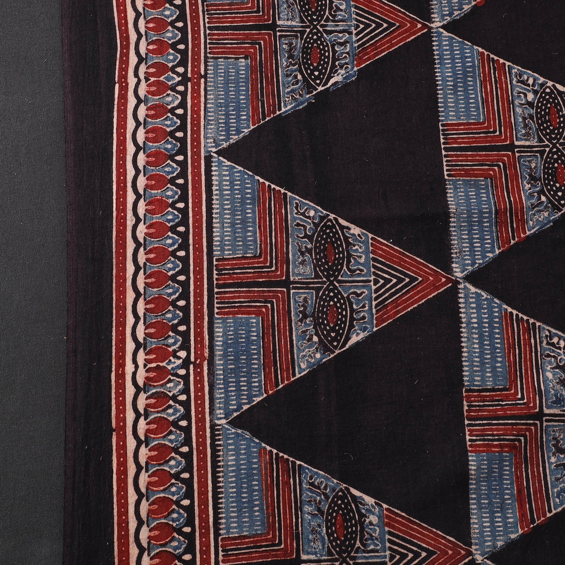 Black - Pure Cotton Ajrakh Print Fabric 17