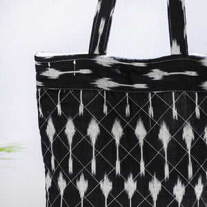 Black - Handcrafted Quilted Ikat Weave Shoulder Bag