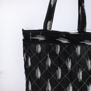 Black - Handcrafted Quilted Ikat Weave Shoulder Bag