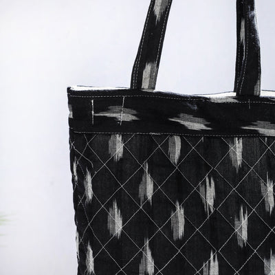 Black - Handcrafted Quilted Ikat Weave Shoulder Bag