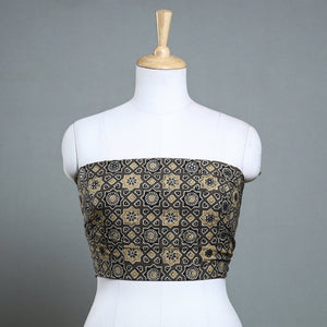 Brown - Hand Embroidered Ajrakh Cotton Blouse Piece