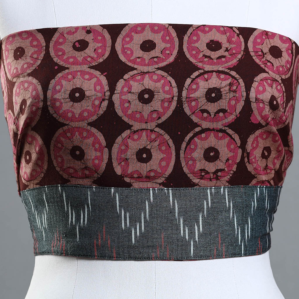 Brown - Hand Batik Printed Cotton Blouse Piece