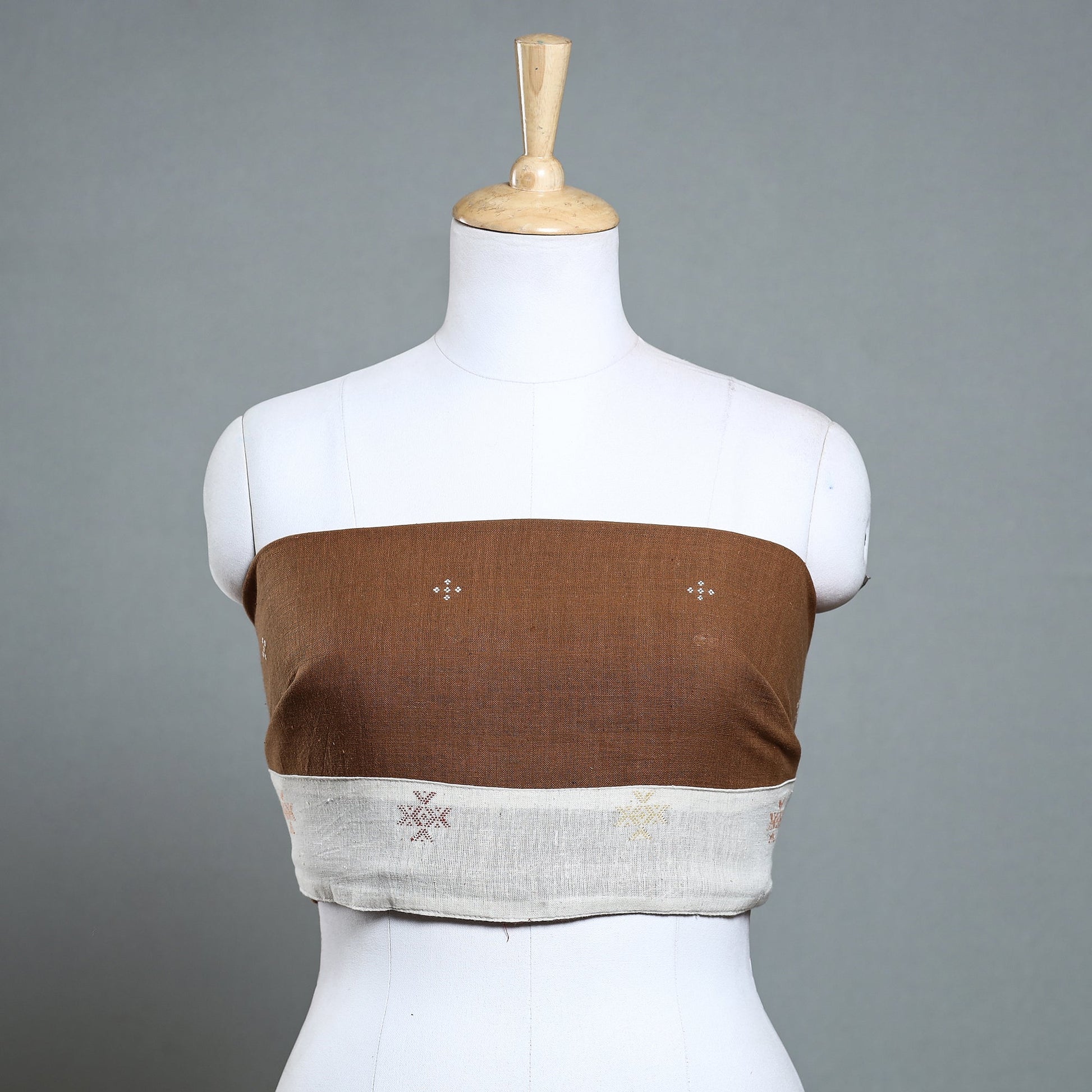 Brown - Organic Kala Cotton Pure Handloom Buti Blouse Piece