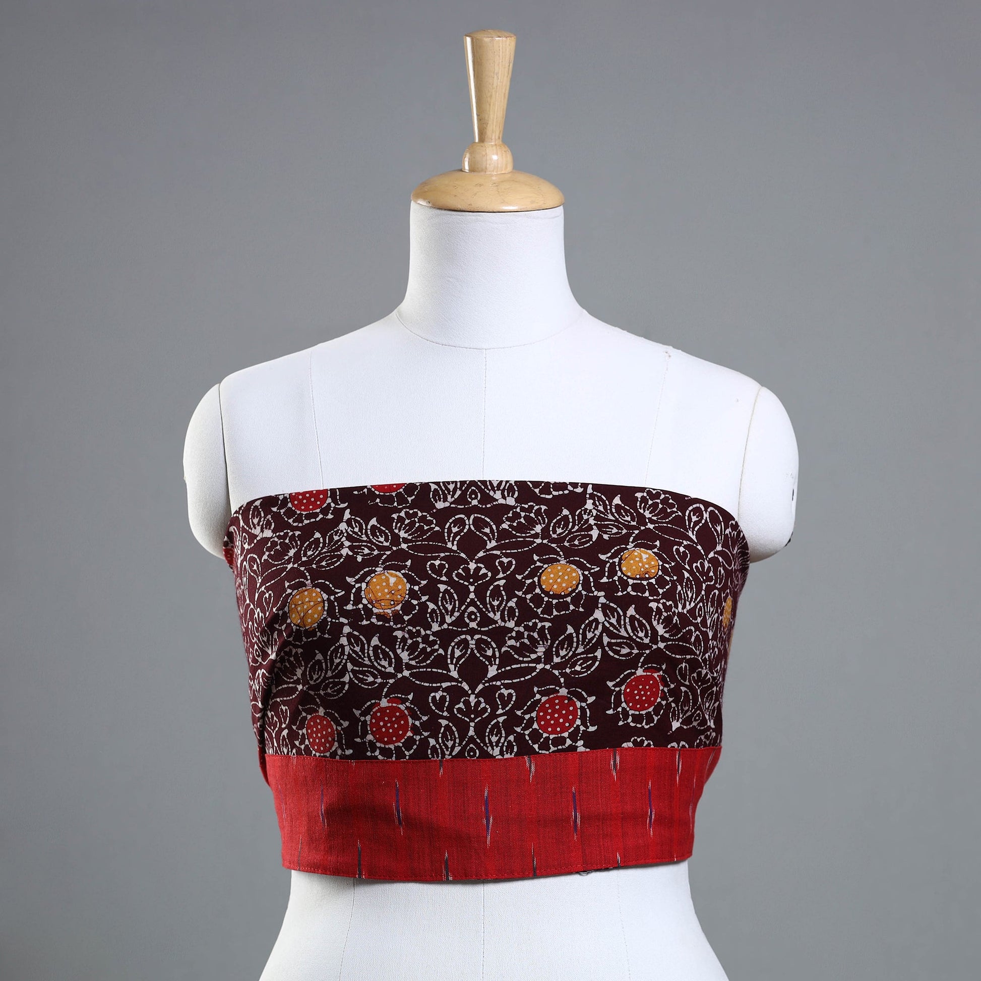 Brown - Hand Batik Printed Cotton Blouse Piece