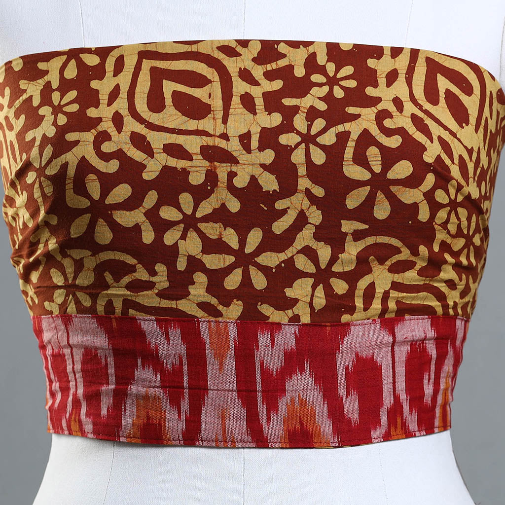 Brown - Hand Batik Printed Cotton Blouse Piece