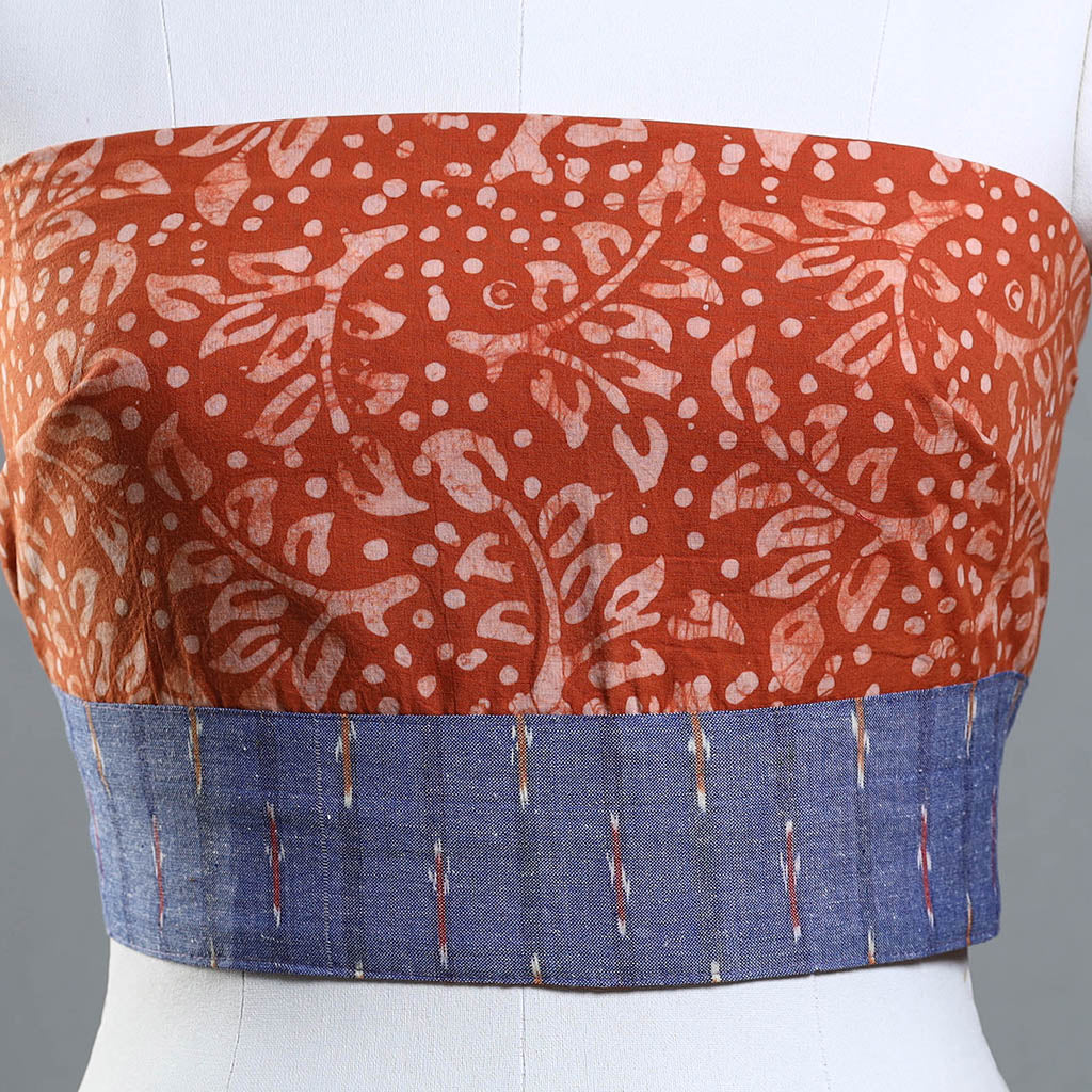 Brown - Hand Batik Printed Cotton Blouse Piece
