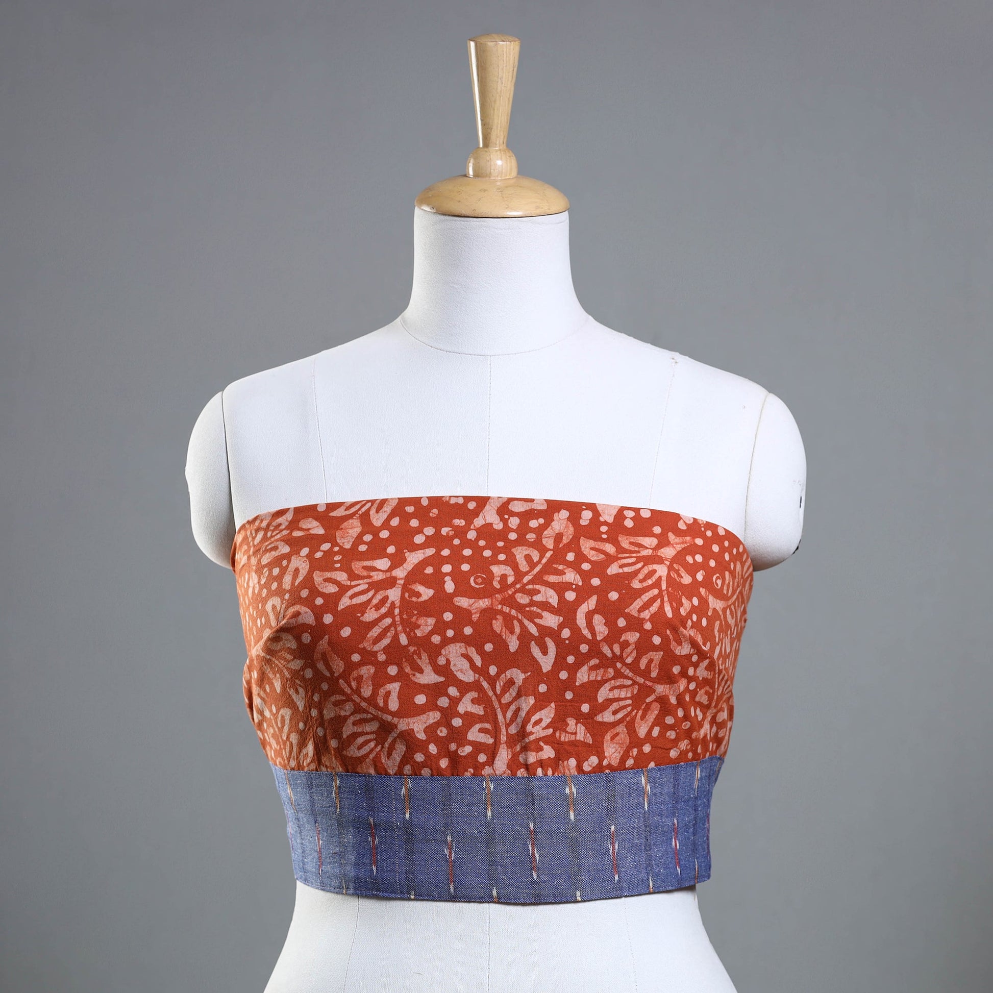 Brown - Hand Batik Printed Cotton Blouse Piece