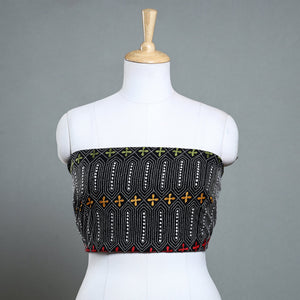 Black - Bengal Kantha Embroidery Pure Cotton Blouse Piece