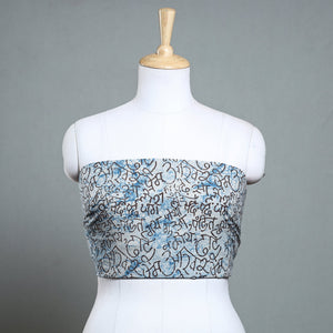 Blue - Bindaas Block Art Printed Cotton Blouse Piece