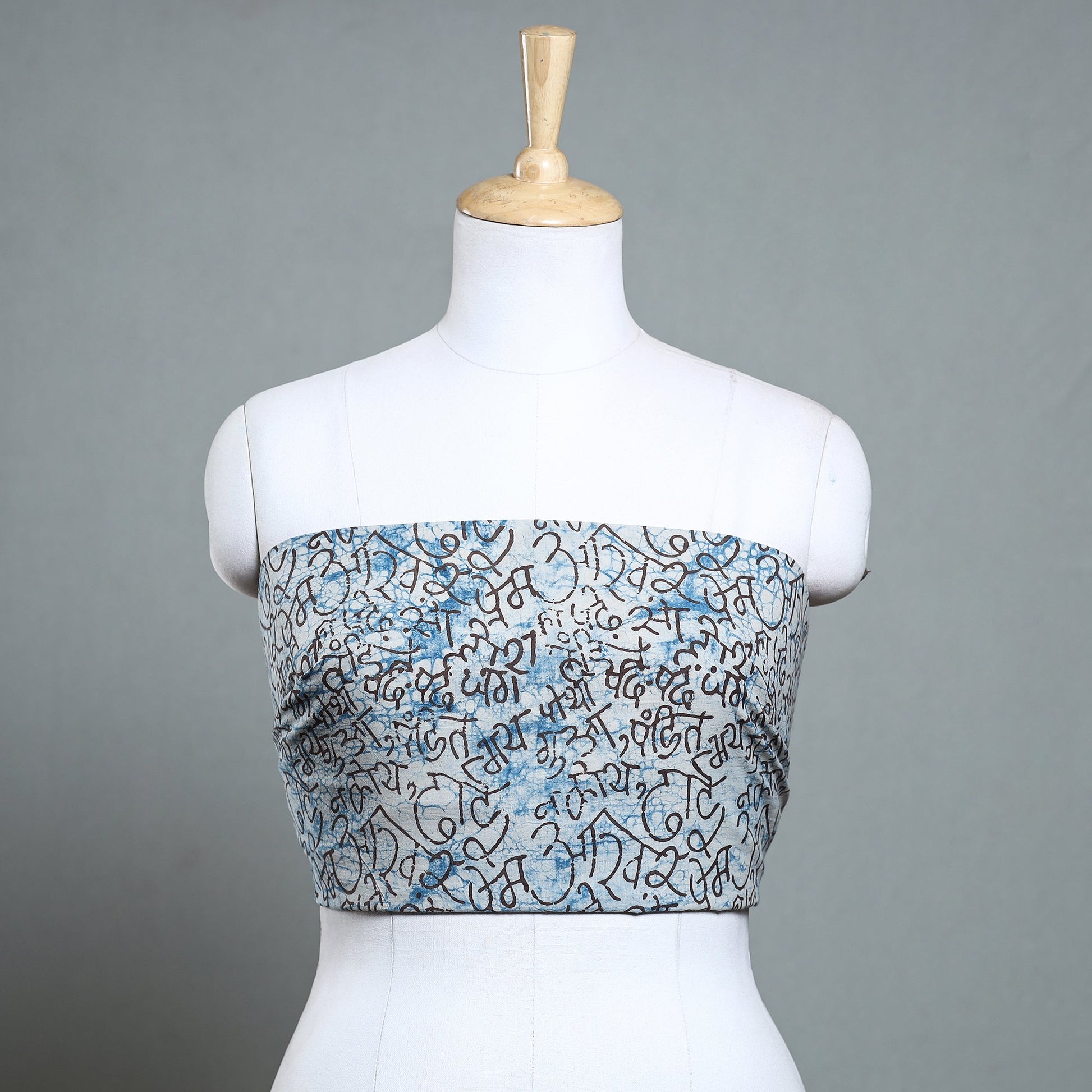 Blue - Bindaas Block Art Printed Cotton Blouse Piece