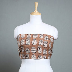 Brown - Bindaas Block Art Printed Cotton Blouse Piece