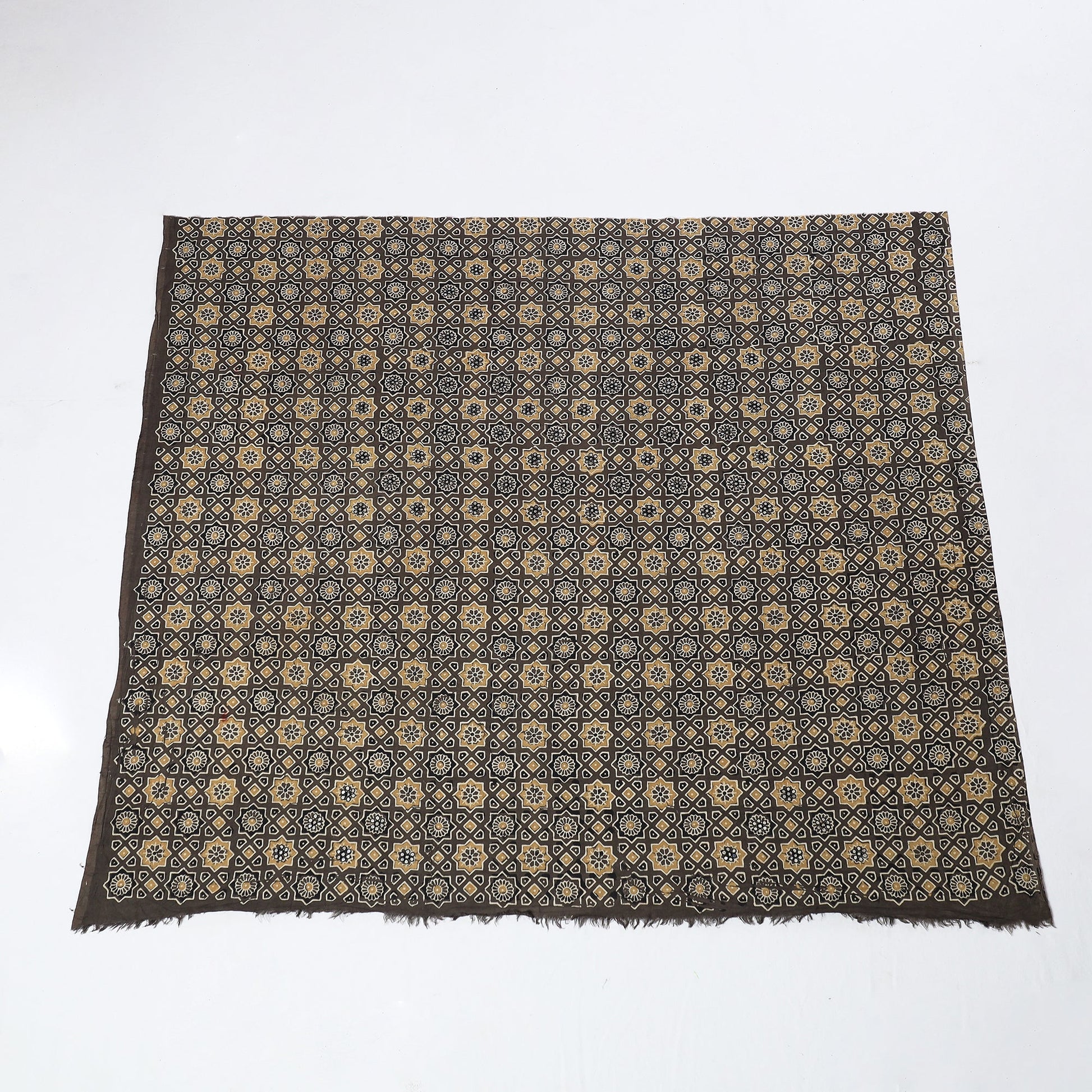 Brown - Hand Embroidered Ajrakh Cotton Blouse Piece