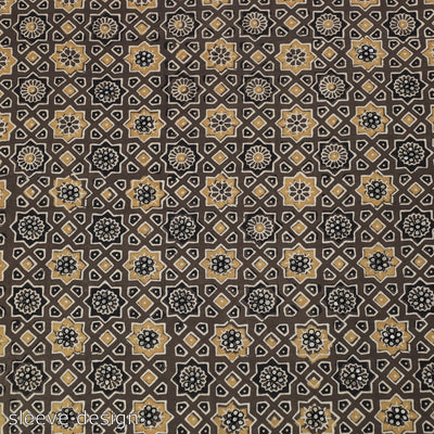 Brown - Hand Embroidered Ajrakh Cotton Blouse Piece