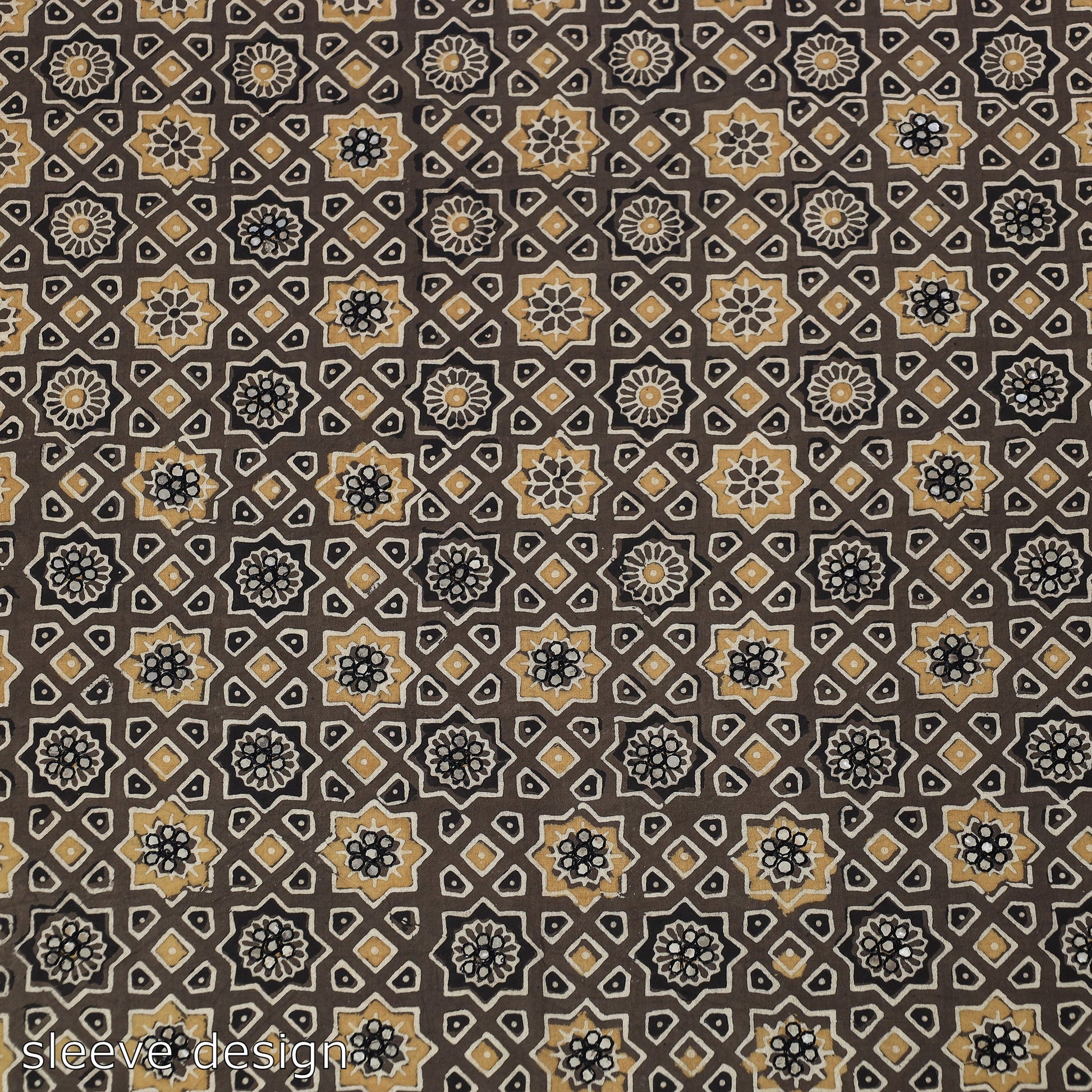 Brown - Hand Embroidered Ajrakh Cotton Blouse Piece