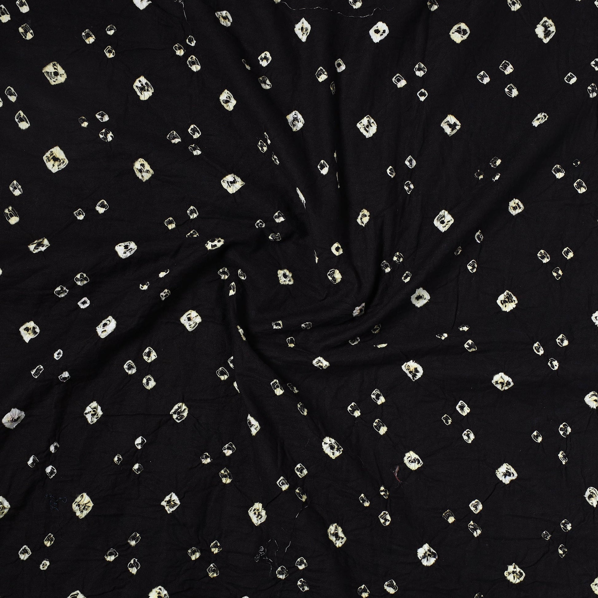 Black - Kutch Bandhani Tie-Dye Satin Cotton Precut Fabric (1.4 meter) 23