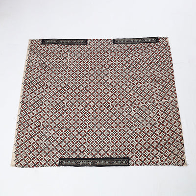 Beige - Zardozi Hand Embroidered Bagru Cotton Blouse Piece