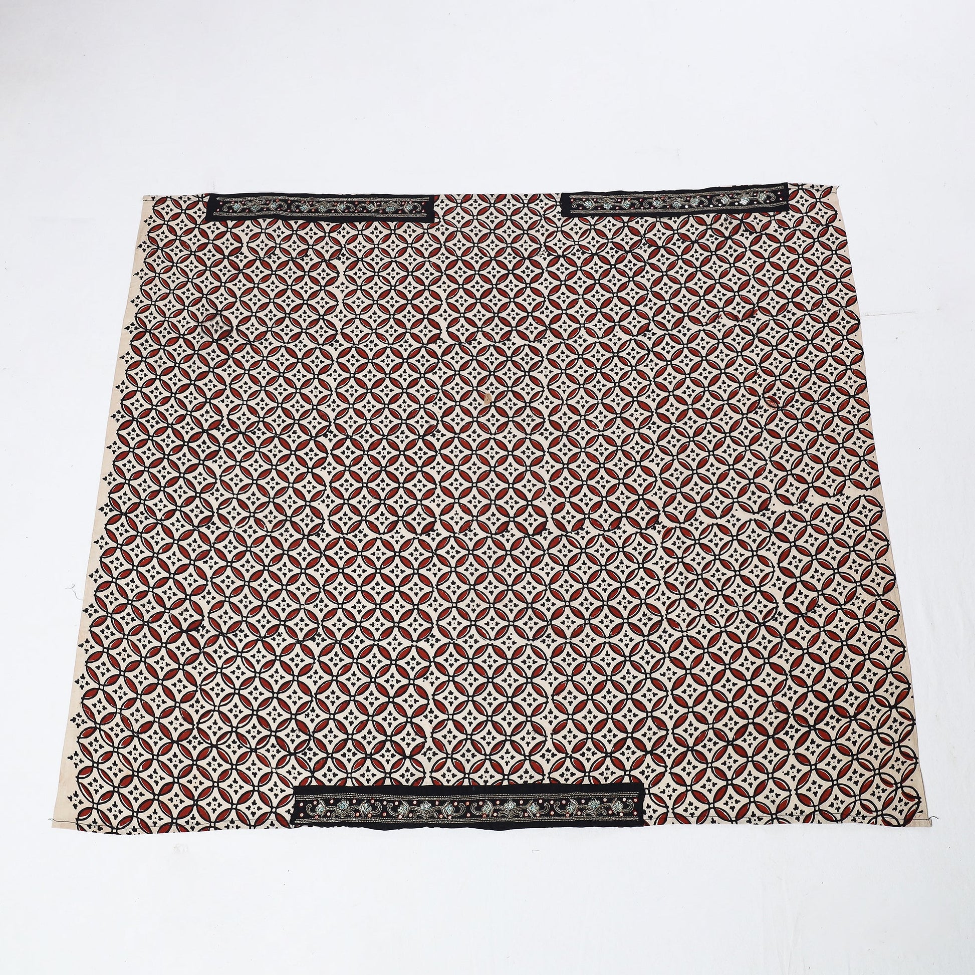 Beige - Zardozi Hand Embroidered Bagru Cotton Blouse Piece