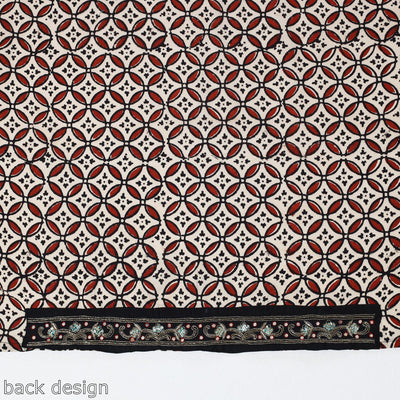 Beige - Zardozi Hand Embroidered Bagru Cotton Blouse Piece
