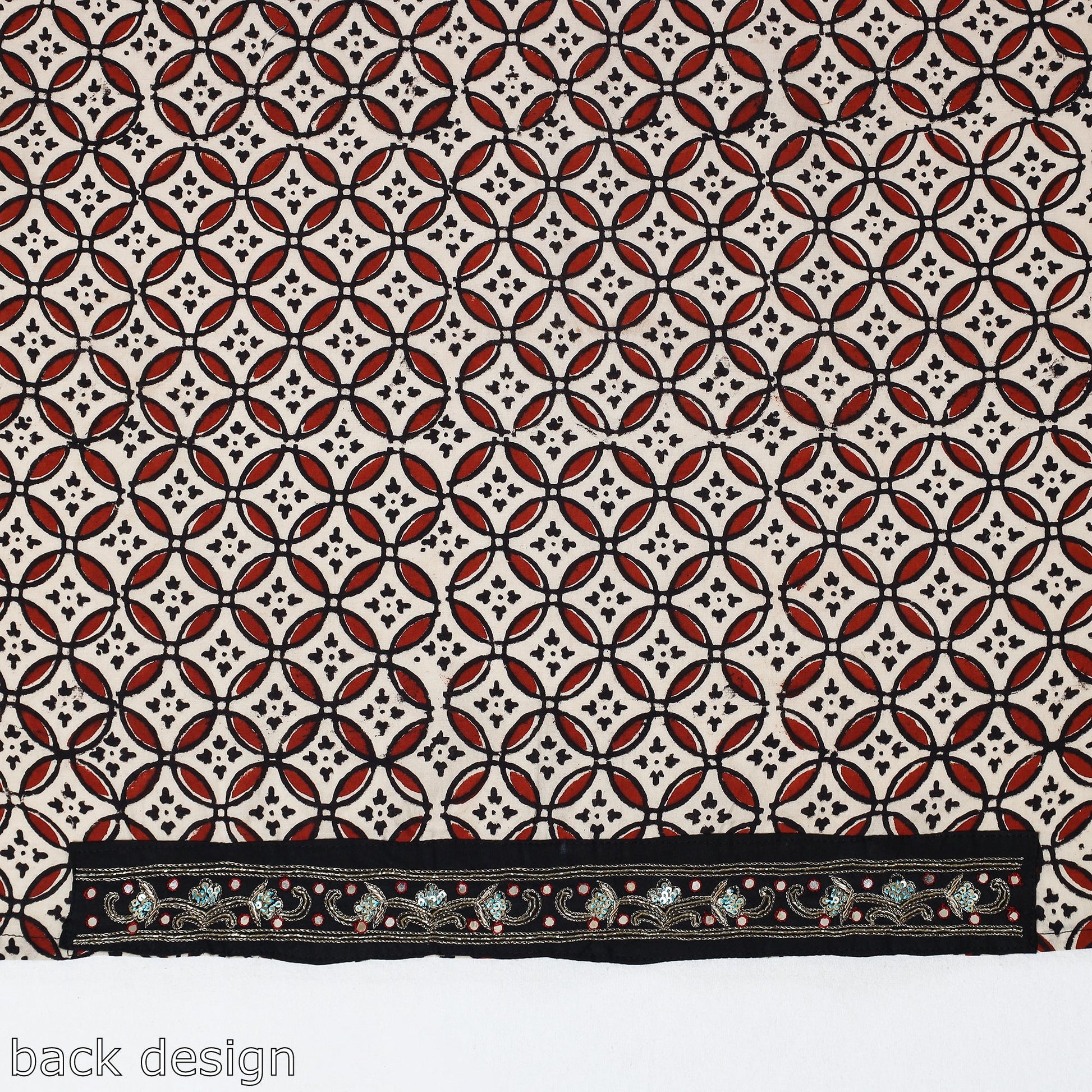 Beige - Zardozi Hand Embroidered Bagru Cotton Blouse Piece