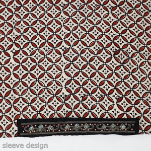 Beige - Zardozi Hand Embroidered Bagru Cotton Blouse Piece