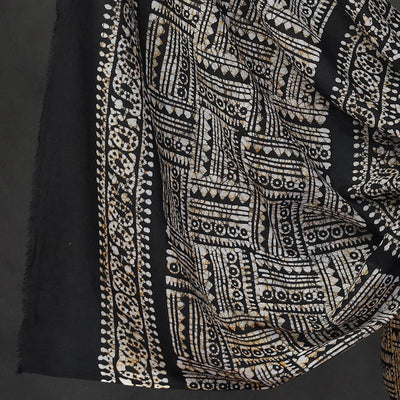 Black - 3pc Cotton Kutch Batik Print Dress Material 26