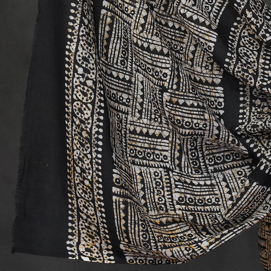 Black - 3pc Cotton Kutch Batik Print Dress Material 26