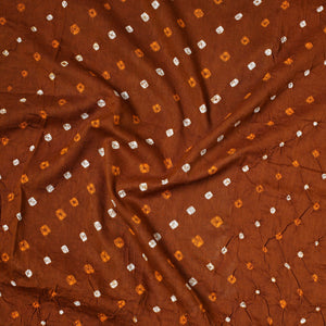 Brown - Kutch Bandhani Tie-Dye Satin Cotton Precut Fabric (1.25 meter) 55
