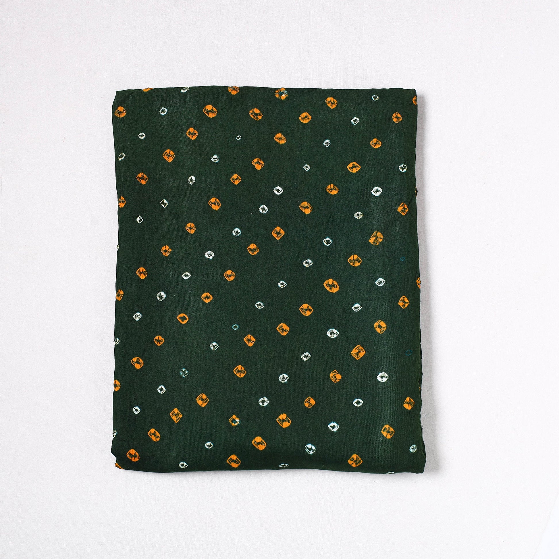 Green - Kutch Bandhani Tie-Dye Satin Cotton Precut Fabric (2 meter) 70