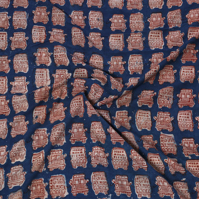 Blue - Bindaas Block Art Printed Cotton Blouse Piece