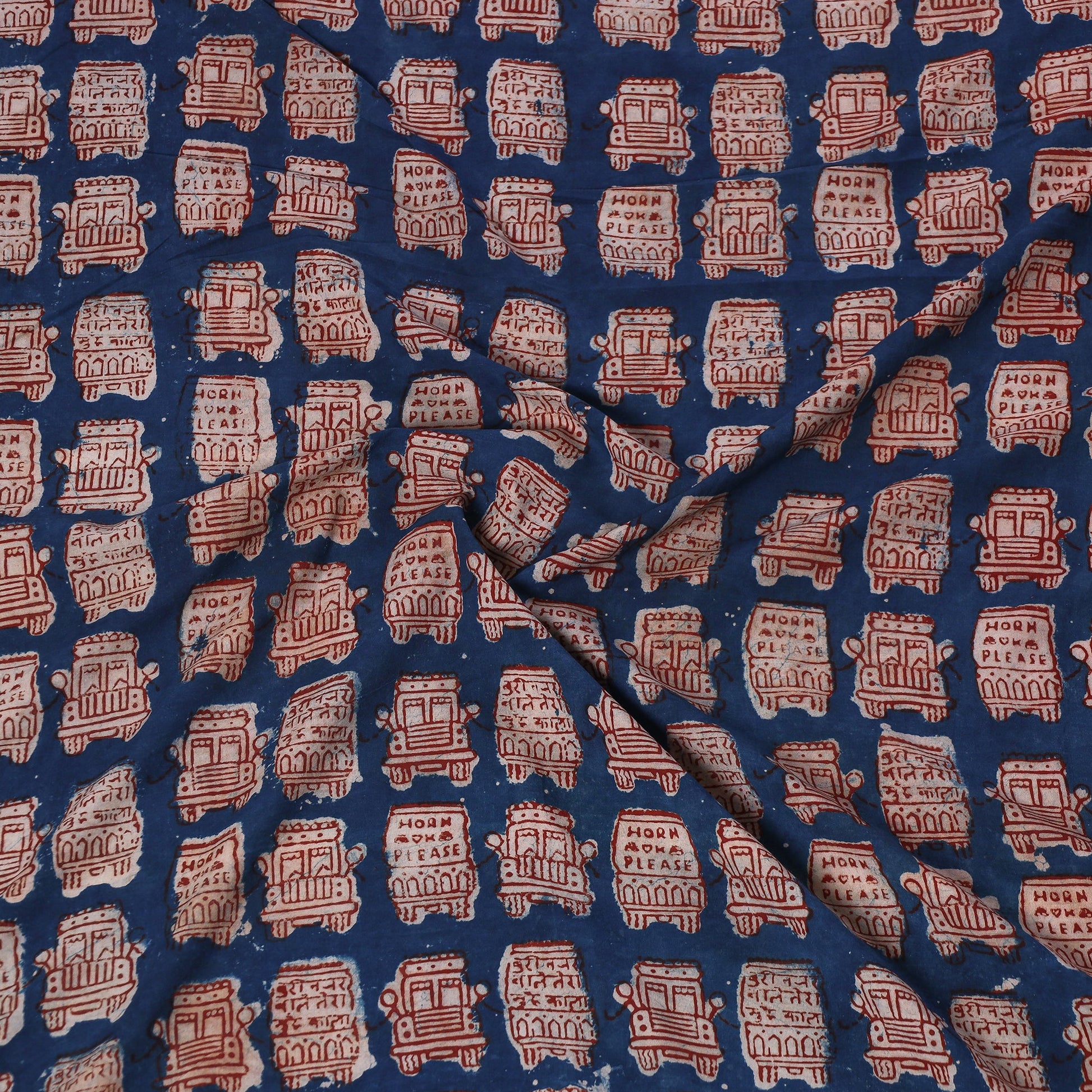 Blue - Bindaas Block Art Printed Cotton Blouse Piece