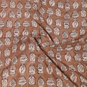 Brown - Bindaas Block Art Printed Cotton Blouse Piece