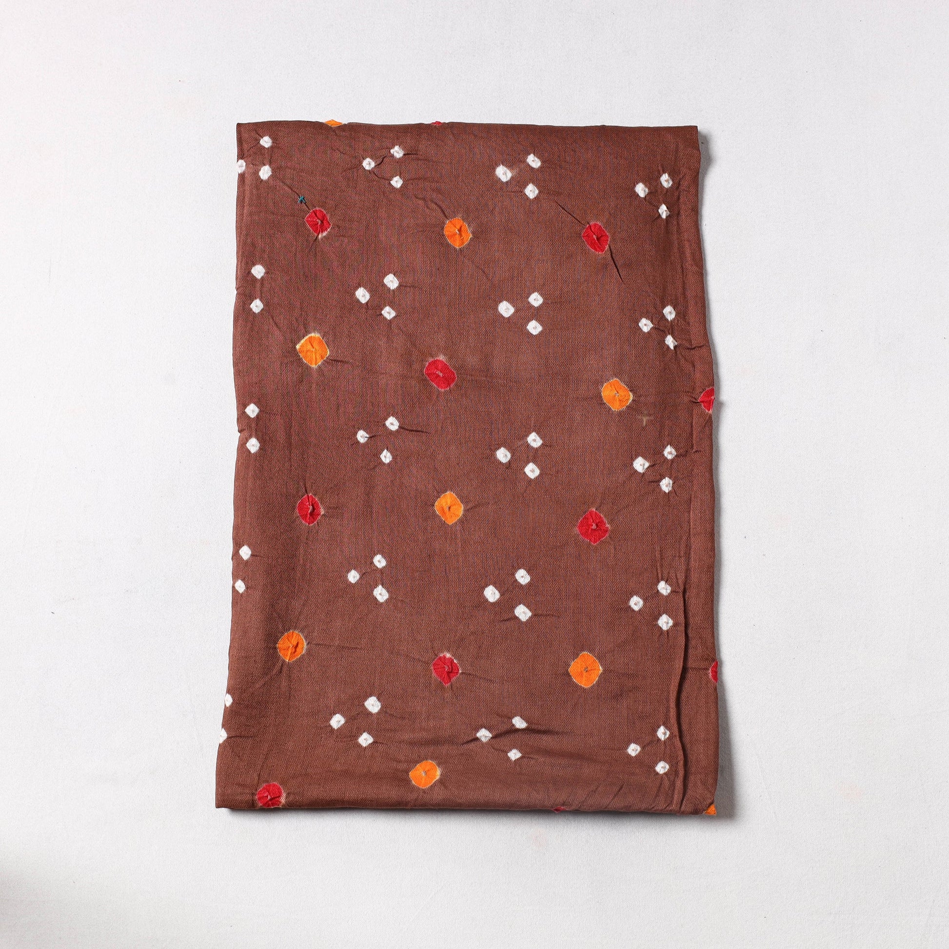 Brown - Kutch Bandhani Tie-Dye Mul Cotton Precut Fabric 19
