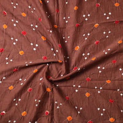 Brown - Kutch Bandhani Tie-Dye Mul Cotton Precut Fabric 19