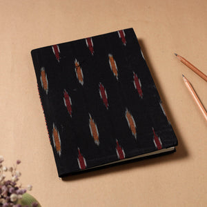 Black - Ikat Fabric Cover Handmade Paper Notebook (9 x 7 in)