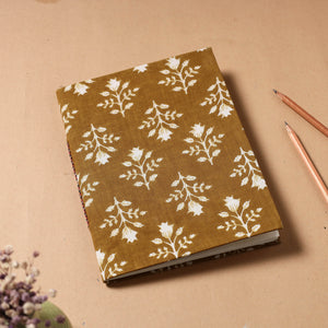 Brown - Sanganeri Fabric Cover Handmade Paper Notebook (9 x 7 in)