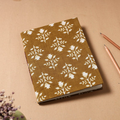 Brown - Sanganeri Fabric Cover Handmade Paper Notebook (9 x 7 in)