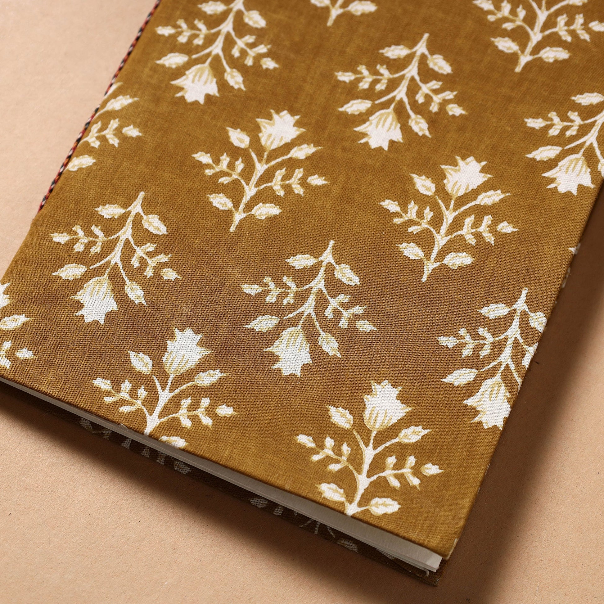 Brown - Sanganeri Fabric Cover Handmade Paper Notebook (9 x 7 in)