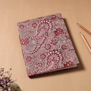 Brown - Sanganeri Fabric Cover Handmade Paper Notebook (9 x 7 in)