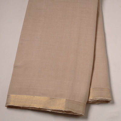 Beige - Mangalagiri Handloom Cotton Zari Border Fabric 09