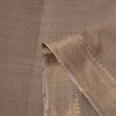 Beige - Mangalagiri Handloom Cotton Zari Border Fabric 09