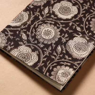 Brown - Bagru Fabric Cover Handmade Paper Notebook (9 x 7 in)