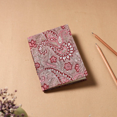 Brown - Sanganeri Fabric Cover Handmade Paper Notebook (7 x 5 in)
