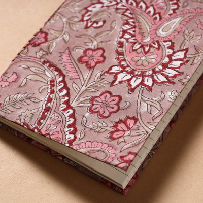 Brown - Sanganeri Fabric Cover Handmade Paper Notebook (7 x 5 in)