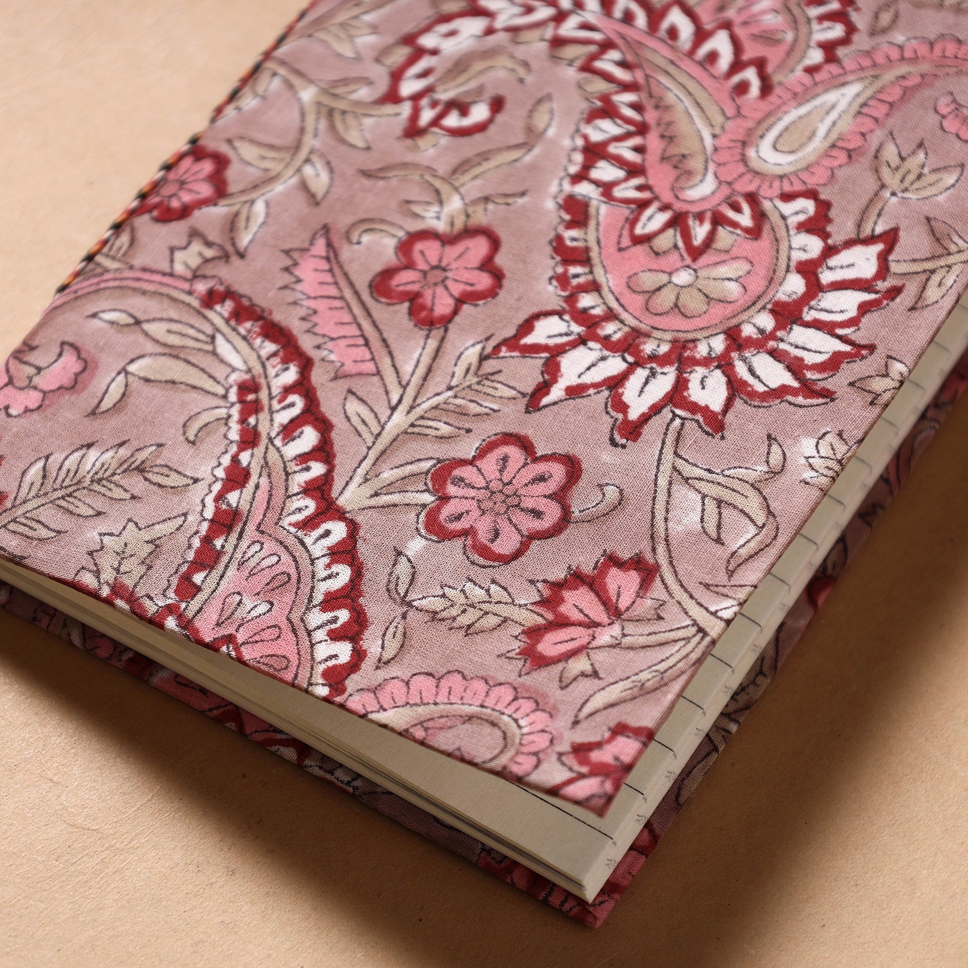 Brown - Sanganeri Fabric Cover Handmade Paper Notebook (7 x 5 in)