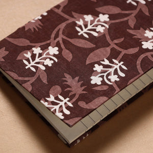 Brown - Sanganeri Fabric Cover Handmade Paper Notebook (7 x 5 in)