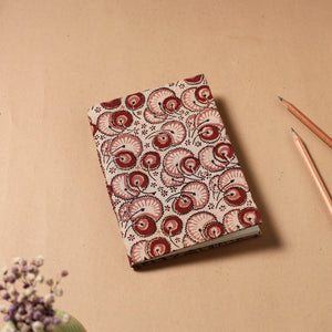 Beige - Kalamkari Fabric Cover Handmade Paper Notebook (7 x 5 in)