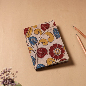 Beige - Kalamkari Fabric Cover Handmade Paper Notebook (7 x 5 in)