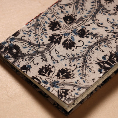 Beige - Kalamkari Fabric Cover Handmade Paper Notebook (7 x 5 in)