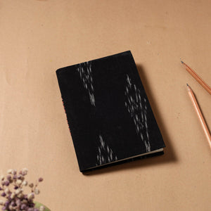 Black - Ikat Fabric Cover Handmade Paper Notebook (7 x 5 in)