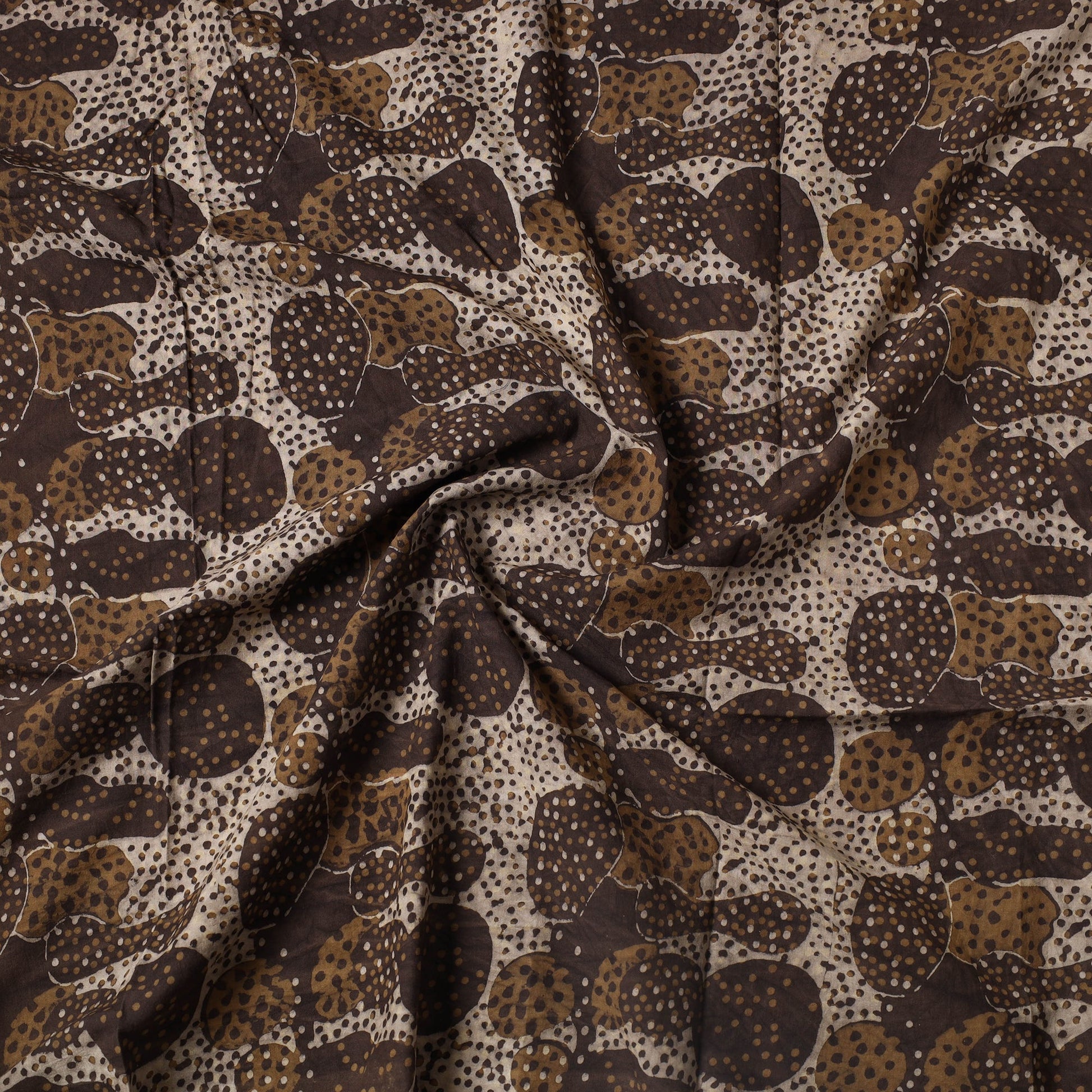 Brown - Akola Block Printed Cotton Precut Fabric (1.3 meter) 05